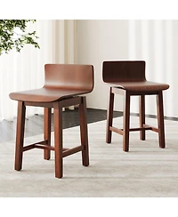 Gymax Swivel Dining Chair Set of Farmhouse Wooden Kitchen Chairs Armless Side Chairs