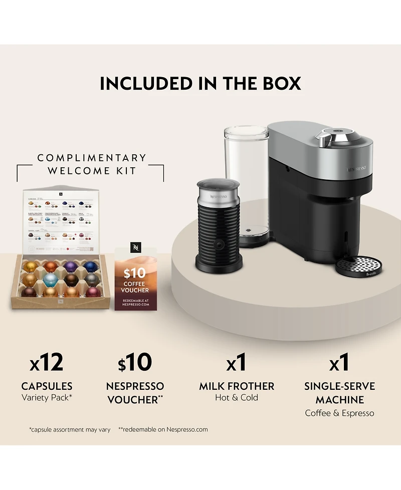 Nespresso Vertuo Pop+ Deluxe Espresso Bundle by Breville