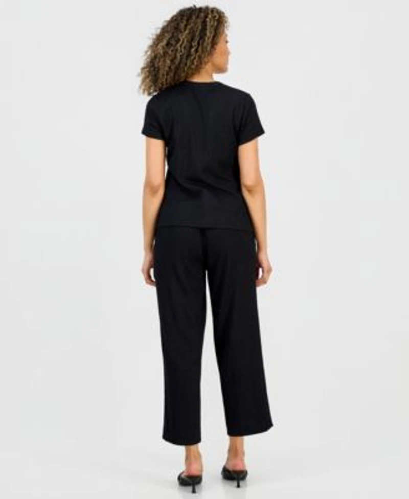 Anne Klein Essentials Petite Button Front Blouse Ankle Pants