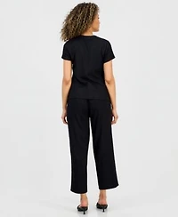 Anne Klein Essentials Petite Button Front Blouse Ankle Pants
