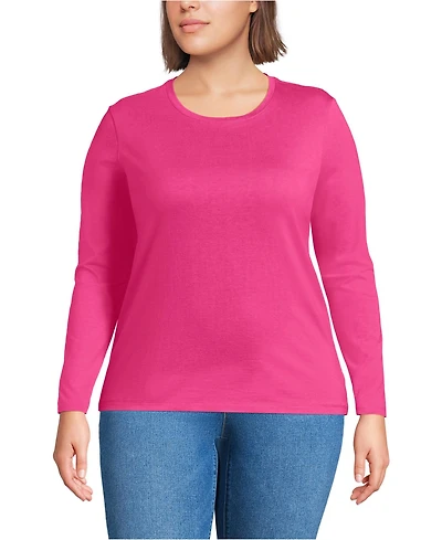 Lands' End Plus Relaxed Supima Cotton Long Sleeve Crew Neck T-Shirt
