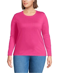 Lands' End Plus Relaxed Supima Cotton Long Sleeve Crew Neck T-Shirt