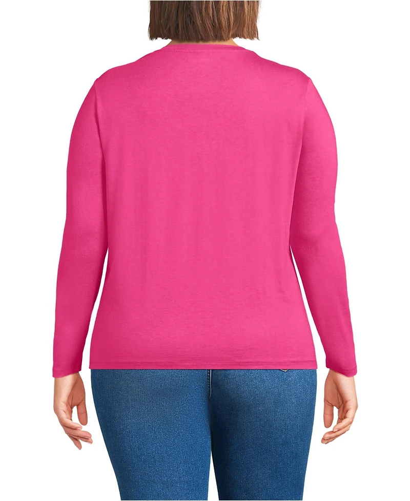 Lands' End Plus Relaxed Supima Cotton Long Sleeve Crew Neck T-Shirt