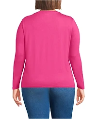 Lands' End Plus Relaxed Supima Cotton Long Sleeve Crew Neck T-Shirt