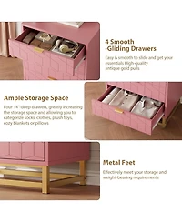 gaomon Dresser for Bedroom, 4 Drawer Wooden Dresser with Gold Handles, Modern Storage Dressers & Chests of Drawers for Hallway