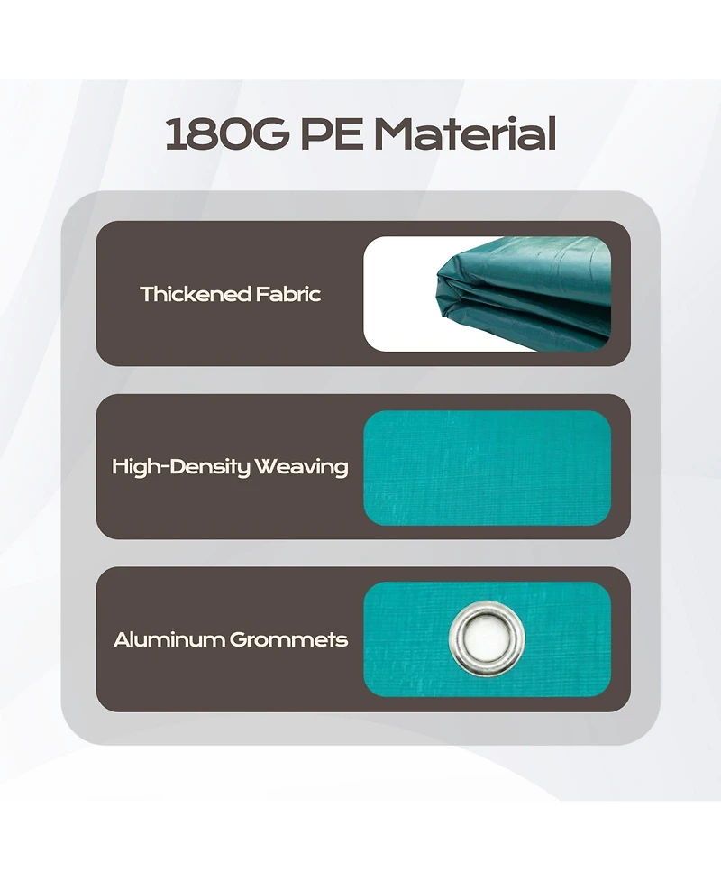 Aoodor 10 x 20 Ft All Weather Carport Replacement Canopy Cover