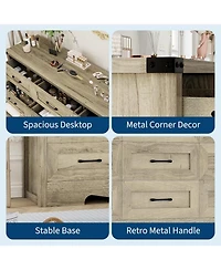 gaomon Drawer Dresser for Bedroom, Farmhouse Tall Wooden Chest of Drawers with Mid Century Modern Style