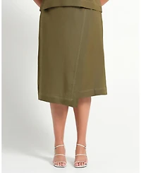 Estelle Plus Women' s Sonnet Linen Summer Wrap Midi Skirt