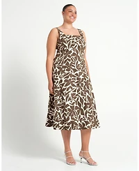 Estelle Plus Sylvia Square-Neck Midi Dress