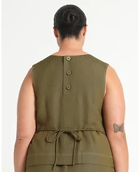 Estelle Plus Sonnet Linen Sleeveless Summer Tie-back Top