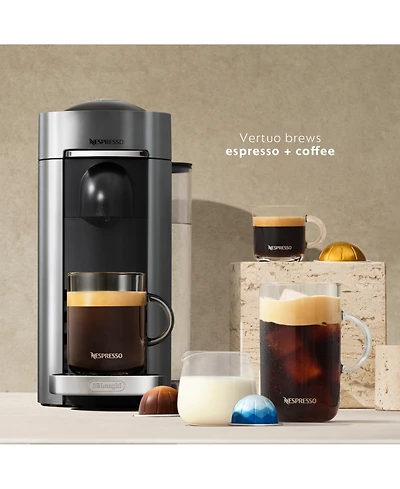 Nespresso Vertuo Plus Deluxe Coffee and Espresso Machine by De'Longhi in Titan