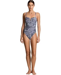 Lauren Ralph Women's V-Neck Over-The-Shoulder One-Piece Swimsuit