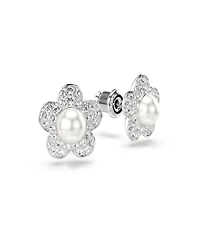 Swarovski x Ariana Grande Rhodium Plated Mother of Pearl Flower Stud Earrings