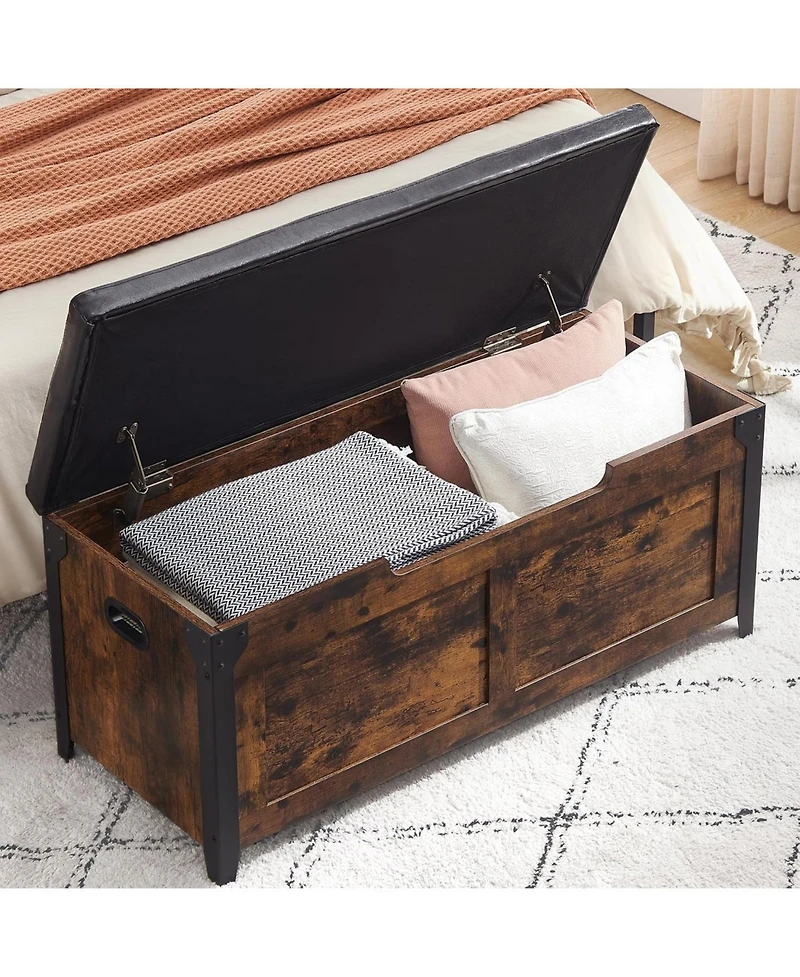 gaomon Storage Chest Wooden Storage Bench with Safety Hinges Large Shoe Bench for Entryway Easy Assembly
