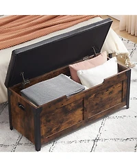 gaomon Storage Chest Wooden Storage Bench with Safety Hinges Large Shoe Bench for Entryway Easy Assembly