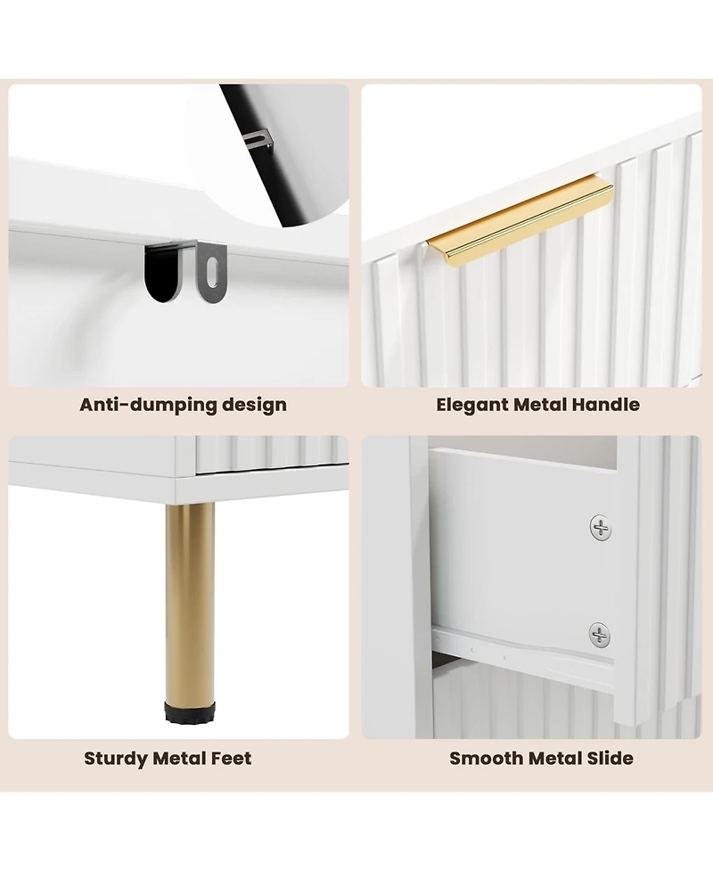 gaomon 6 Drawer Dresser Natural Wood Gold Handles Anti Tip Device