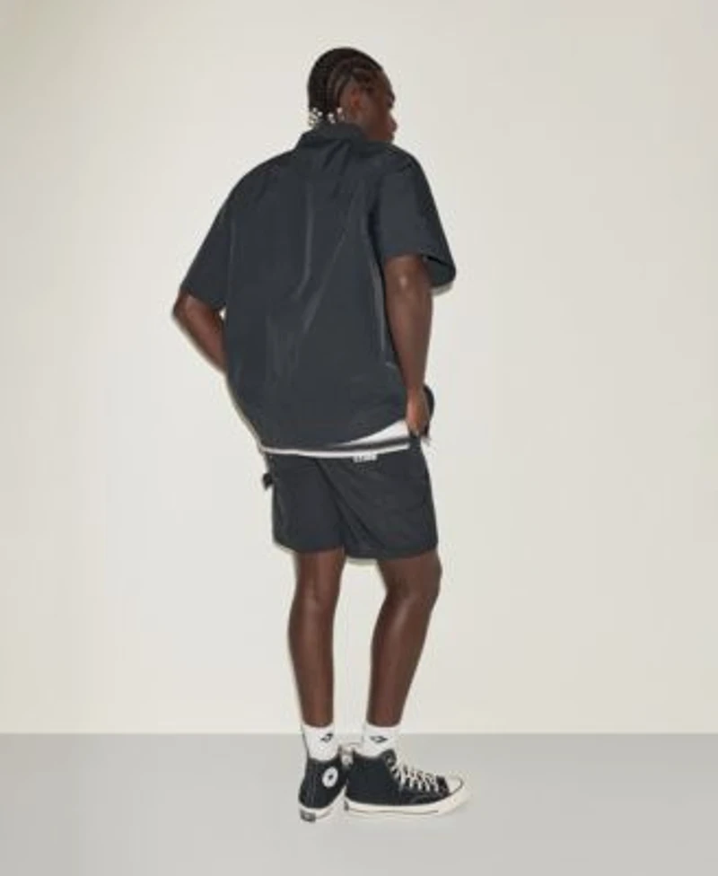 Converse Mens Script Stripe Polo Utility Zip Short Sleeve Double Knee Sport Short