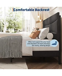 gaomon Frame with Headboard, Velvet Upholstered Platform Bed Frame No Box Spring Needed with Under-Bed Storage and Strong Wood Slats Support