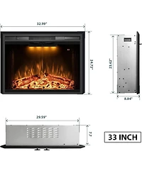 Boyel Living Electric Fireplace Insert with Realistic Flame & Dual Heat Settings, Double Glass Door