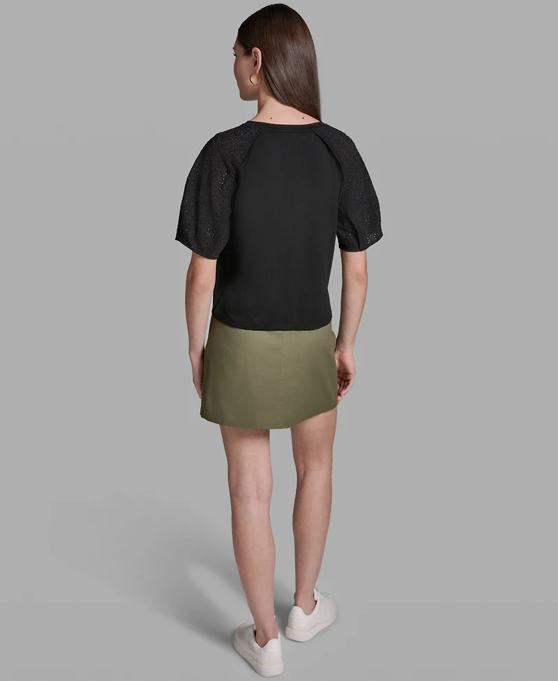 Bcbg Women's Short-Sleeve Crew Neck Top