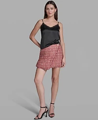 Bcbg Women's Fringe Hem Tweed Short Skirt