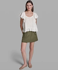 Bcbg Women's Multi Layer Ruffles Flutter-Sleeve Top