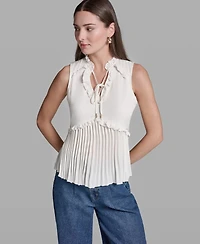 Bcbg Women's Ruffles Pleated Hem Top