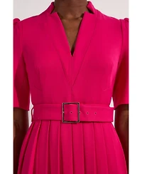 Karen Millen Women's Structured Crepe Belted Midi Dress