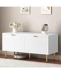 gaomon Modern Shoe Bench for Entryway Storage Bench with Fluted Door Wooden Shoe Cabinet for Foyer