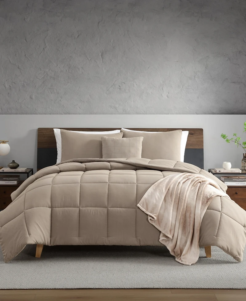 Kenneth Cole Reaction Solid Washed Microfiber 5-Pc. Comforter Set, King