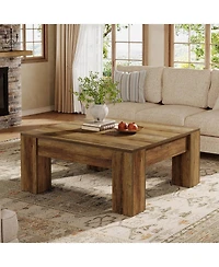 Tribesigns Square Coffee Table, 39-Inch Farmhouse Wooden Coffee Table with Sturdy Legs