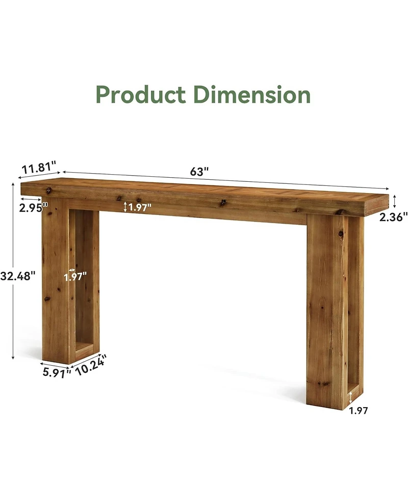 Tribesigns Solid Wood Sofa Table Behind The Couch, 63-Inch Long