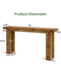 Tribesigns Solid Wood Sofa Table Behind The Couch, 63-Inch Long
