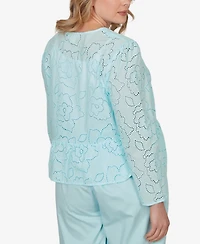 Ruby Rd. Plus Floral Eyelet Peplum Jacket