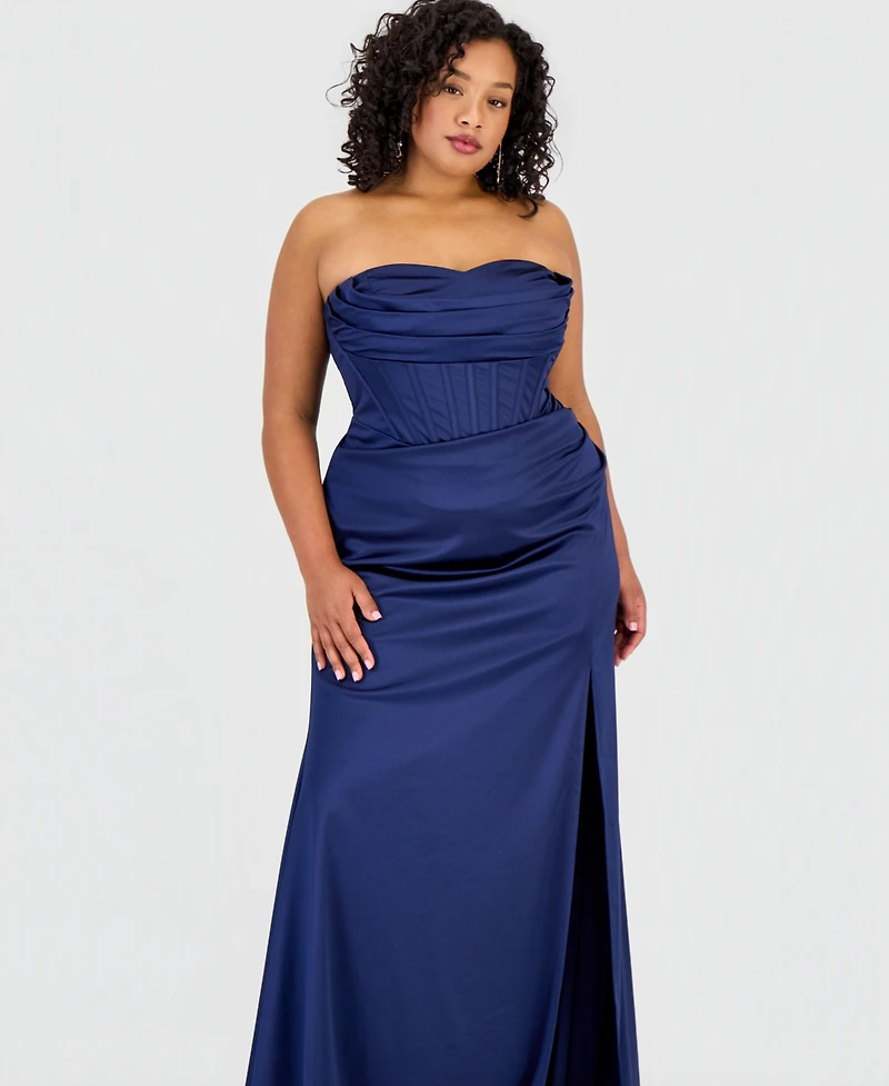 Katia Rae Trendy Plus Sweetheart-Neck Corset Gown