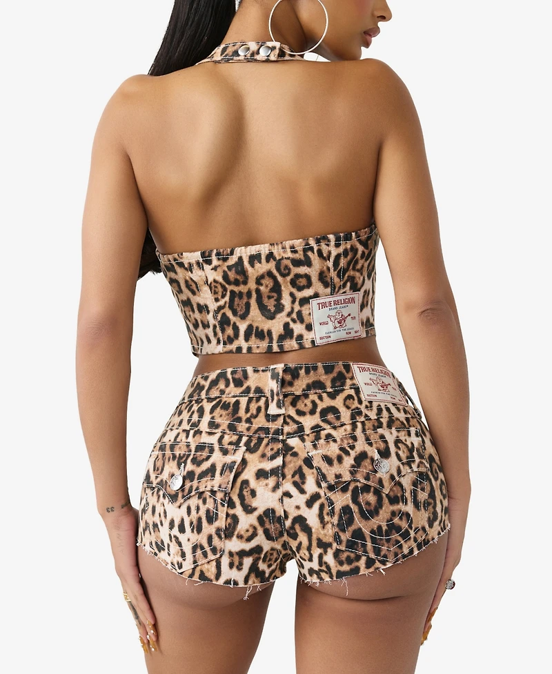 True Religion Women's Scoop Neck Halter Corset Top