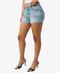 True Religion Women's Jennie Mid-Rise Super T-Flap Shorts