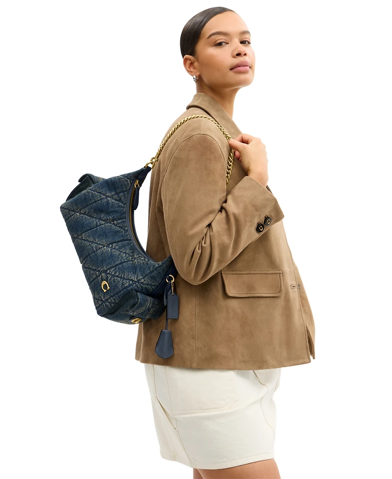 Coach Juliet Soft Quilted Denim Pocket Medium Shoulder Bag