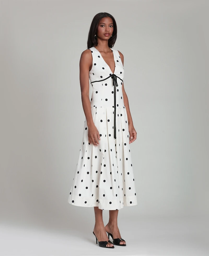 Avec Les Filles Women's Sleeveless V-Neck Midi Dress