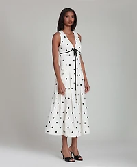 Avec Les Filles Women's Sleeveless V-Neck Midi Dress