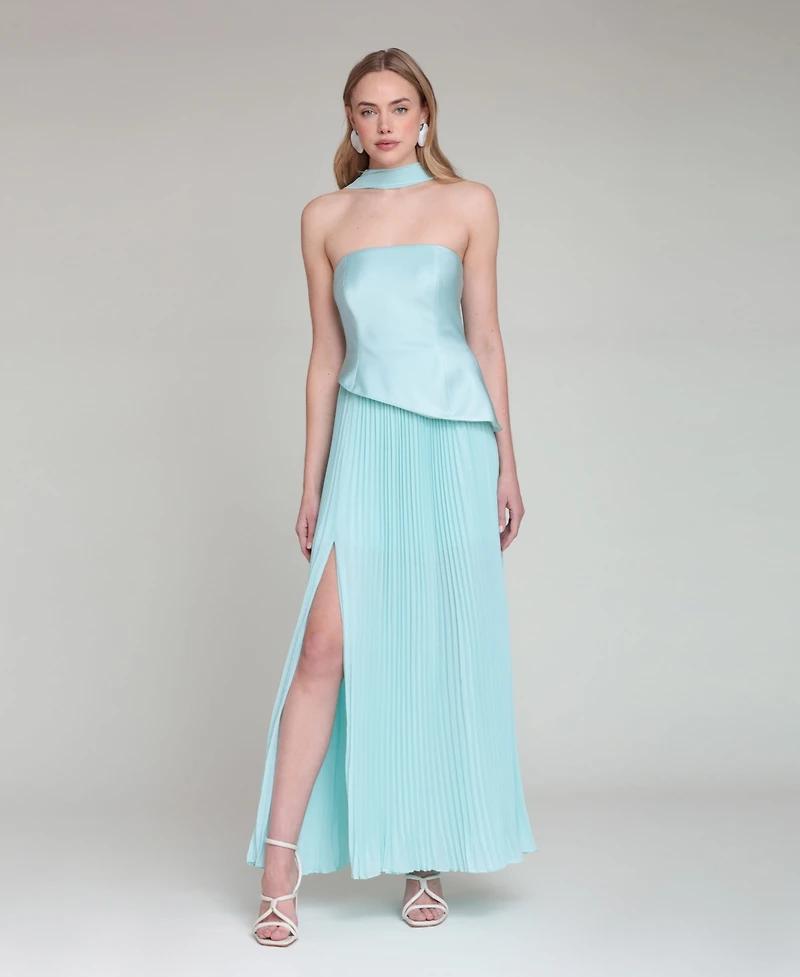 Avec Les Filles Women's Strapless Bodice Chiffon Combo Dress