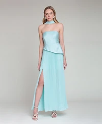 Avec Les Filles Women's Strapless Bodice Chiffon Combo Dress