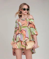 Avec Les Filles Women's Off-Shoulder Short Dress