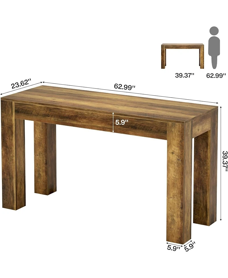 Tribesigns 63" Long Bar Table, Pub Table for Kitchen, Home Bar & Living Room