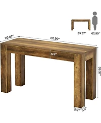 Tribesigns 63" Long Bar Table, Pub Table for Kitchen, Home Bar & Living Room