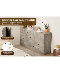 gaomon Drawer Dresser for Bedroom, 61 in Long Modern Dresser Tv Stand with Charging Station, Large Wooden Chest Od Drawers for Nursery