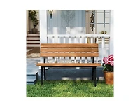 Slickblue 47 Inch Patio Acacia Wood Bench with Sturdy Metal Frame