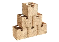 Ornavo Home Water Hyacinth Storage Cube Bin Baskets, Set of 6