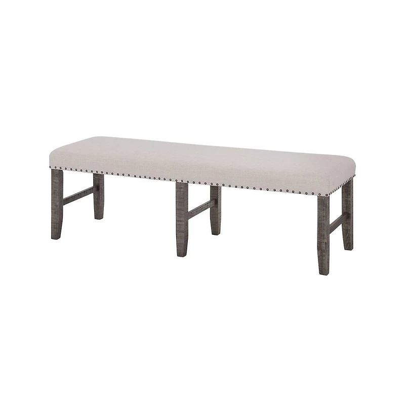 Jofran Willow Creek Distressed Solid Wood Upholstered Dining Bench