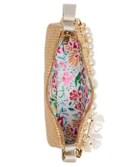 Betsey Johnson Raffia Cultured Pearl Small Shoulder Bag